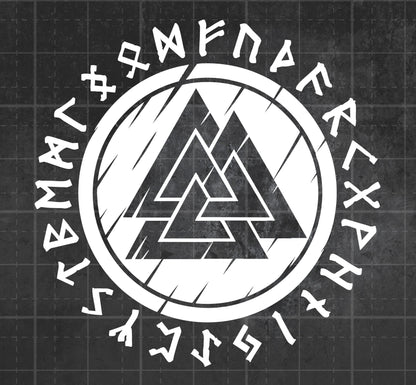 Valknut Shield (Runes) -  Premium Vinyl Decal
