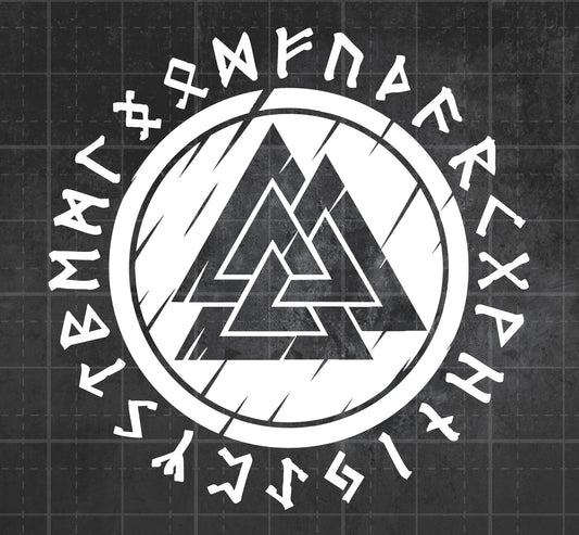 Valknut Shield (Runes) -  Premium Vinyl Decal