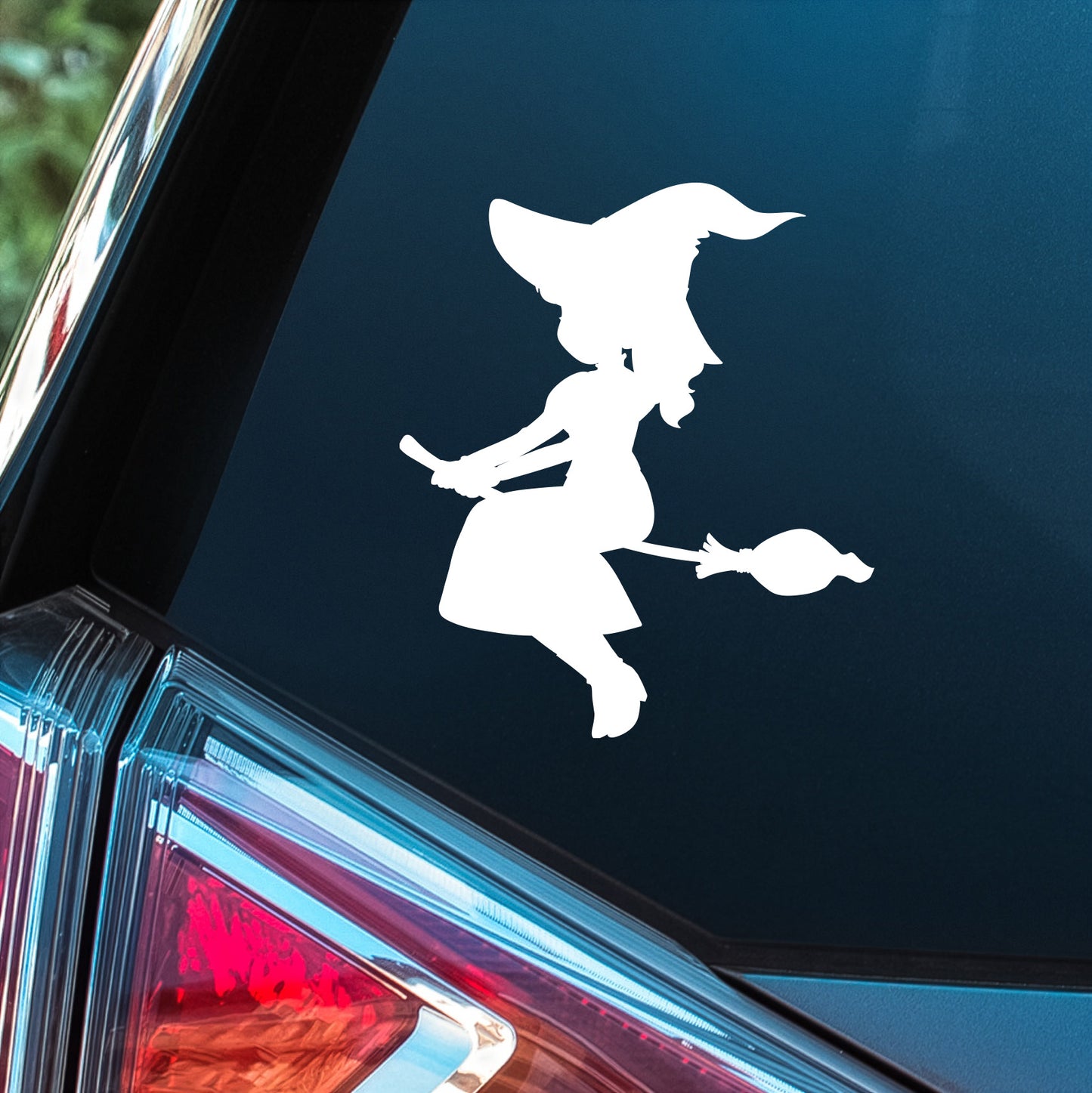 Cute Witch on Broom - Premium Vinyl Decal