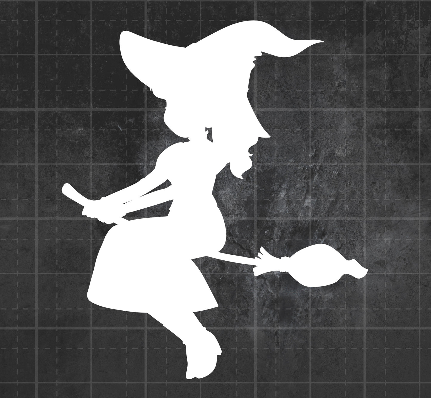 Cute Witch on Broom - Premium Vinyl Decal