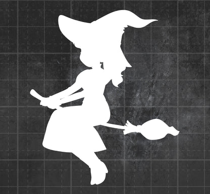 Cute Witch on Broom - Premium Vinyl Decal