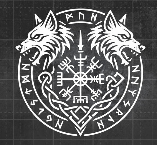 Wolf Viking Compass - Premium Vinyl Decal