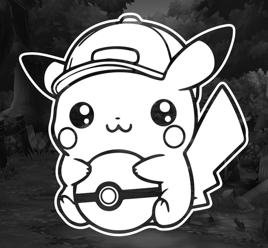 Pokemon (Hat Pikachu with Pokeball)- Premium Vinyl Decal
