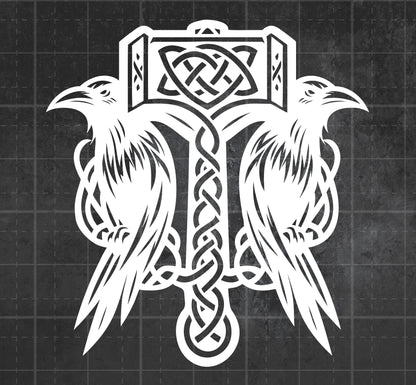 Ravens and Mjolnir - Premium Vinyl Decal