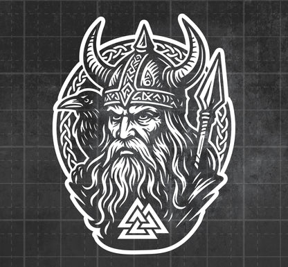 Odin Head with Ravens -  Premium Vinyl Decal