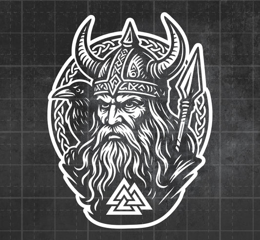 Odin Head with Ravens -  Premium Vinyl Decal
