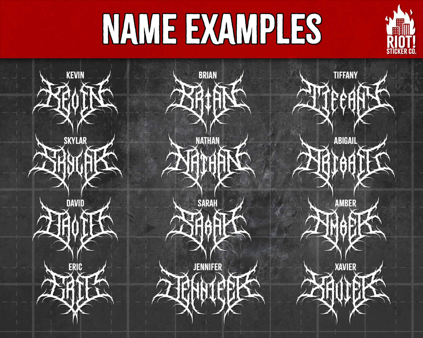 Custom Death Metal Text Decal