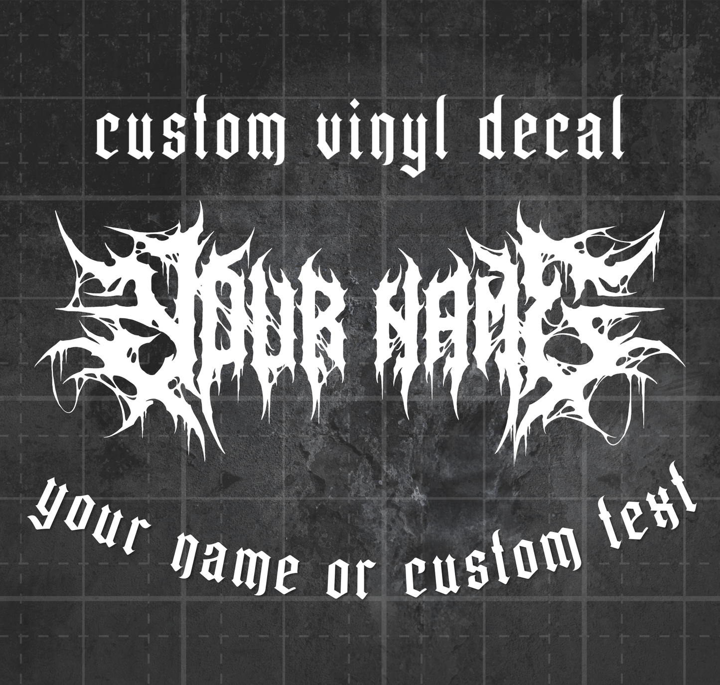 Custom Death Metal Text Decal