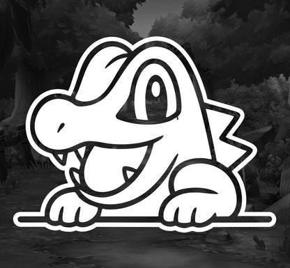 Pokemon (Totodile Peeker)- Premium Vinyl Decal