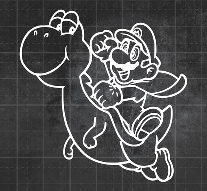 Mario and Yoshi - Premium Vinyl Decal